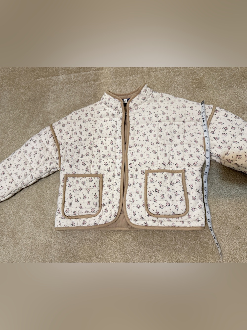 Floral Quilted Cream Puffer Jacket